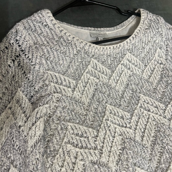 Metallic Thread Silver and White Chevron Sweater from Lucky Brand - Picture 9 of 11